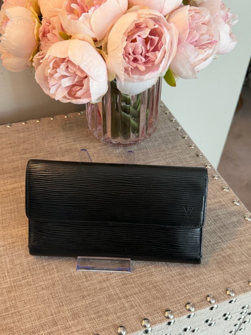 LV Sarah Black Epi Leather Long Flap Snap Wallet Y2K with gold crossbody kit - Picture 3 of 14